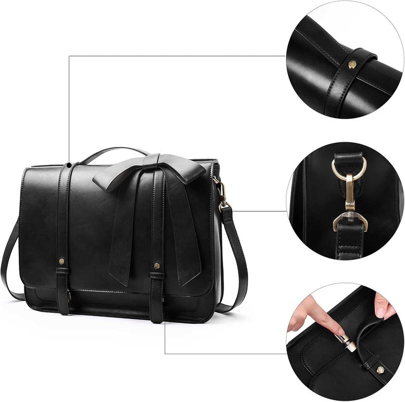 ECOSUSI Briefcase for Women Messenger Backpack PU Leather 14 inch Laptop Bag Satchel Computer Bag for College Business Travel | PU Leather, Laptop Bag, Satchel, Computer Bag, for College, Business - Image 3